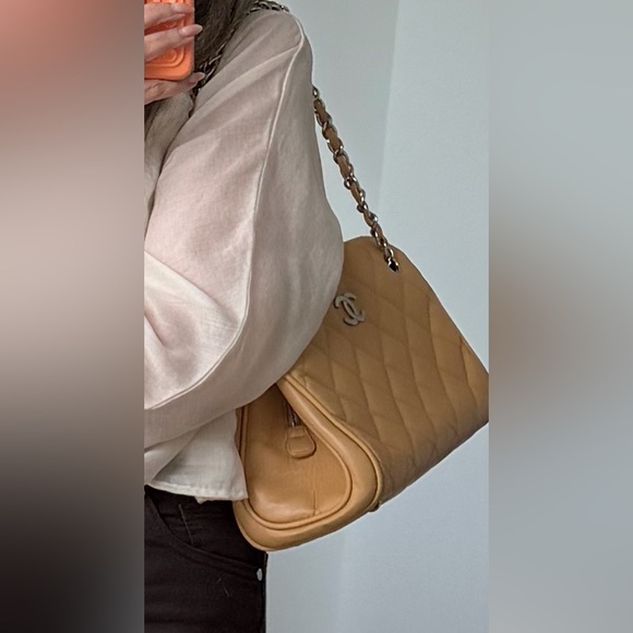 CHANEL Handbags - Chanel Camel/Beige Quilted Shoulder Bag with Chain